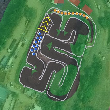 Top-down preview of Ajmera Indikarting with the generated road, kerbs and grid overlaid on satellite imagery