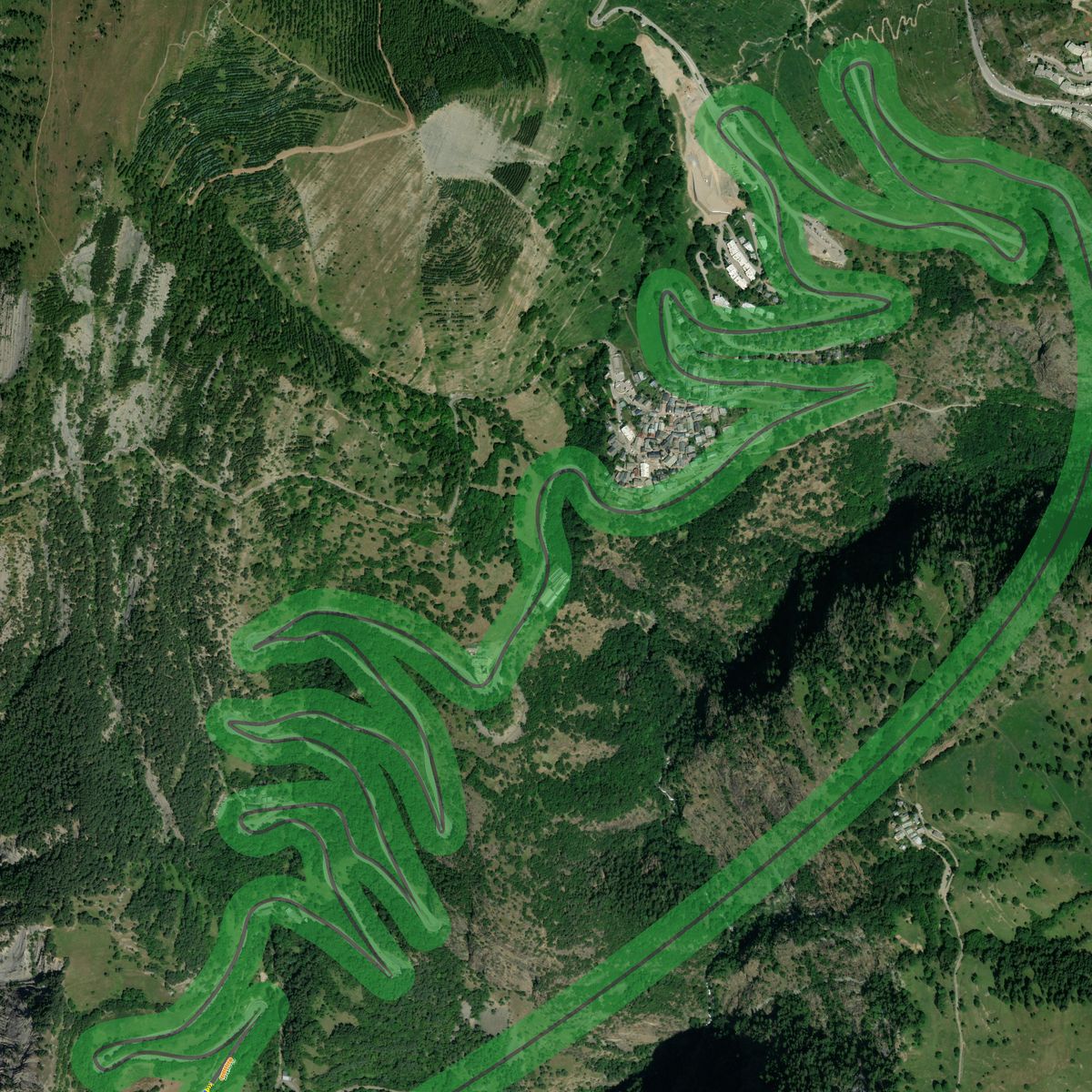 Top-down preview of Alpe d'huez