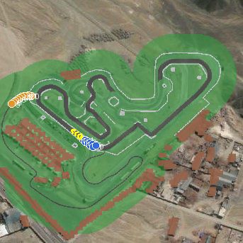 Top-down preview of cdi 2026 superprime with the generated road, kerbs and grid overlaid on satellite imagery